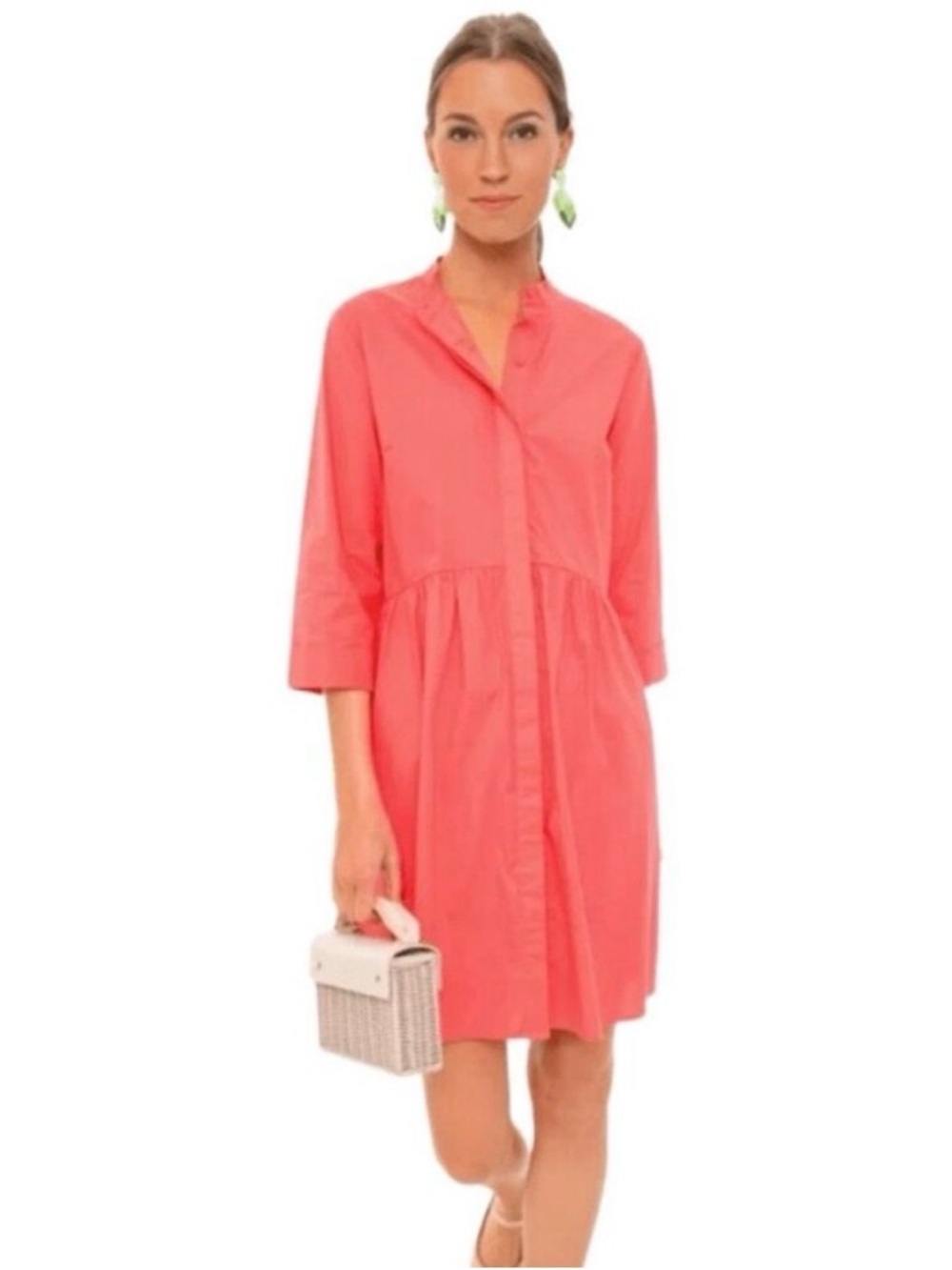 Tuckernuck Women’s Coral Pink Button-Front Shirt Dress Small